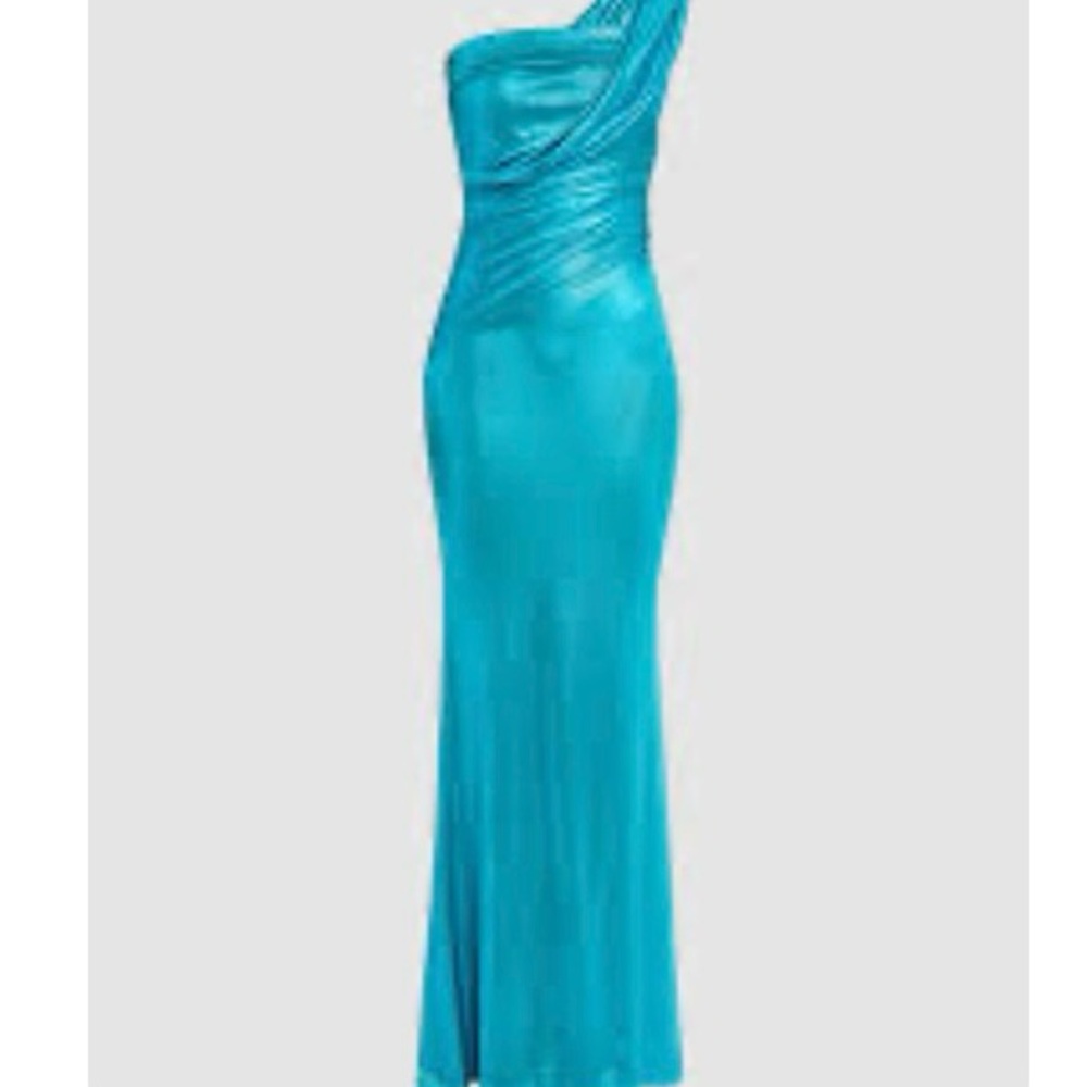 Chiara Boni Turquoise One-Shoulder Maxi Dress
